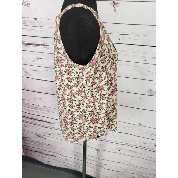 Annabelle USA Women's Cream White Pink‎ Floral Strappy Necklace Tank Top LARGE - Picture 7 of 12